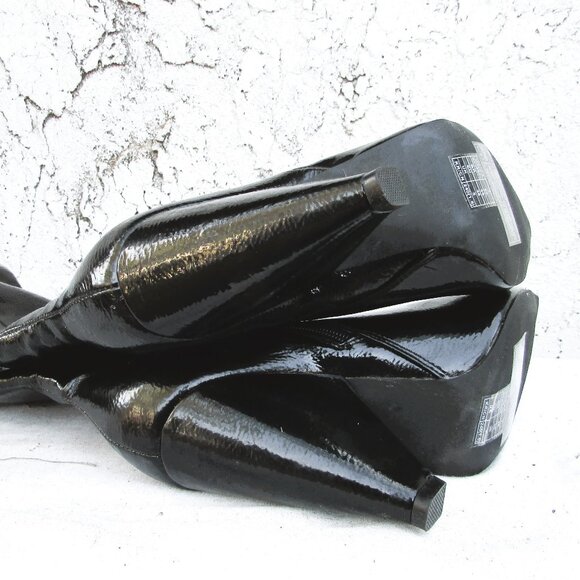 Forever 21 black faux patent thigh high boots 7 - Picture 6 of 9